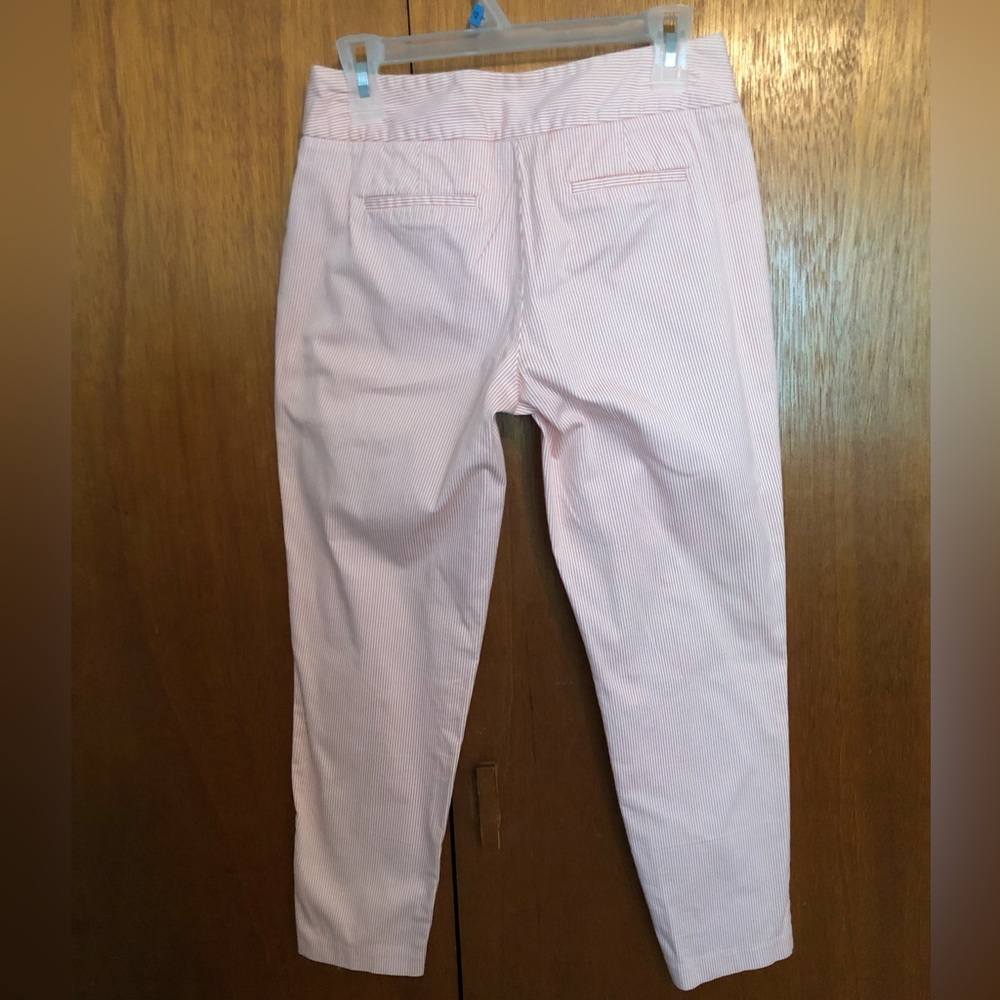 Versona peach and white striped ankle pants